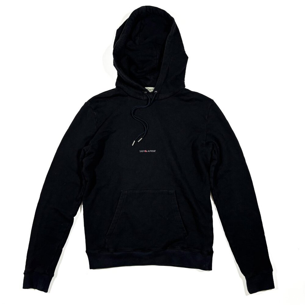 Saint Laurent Rive Gauche Logo Hoodie Black Size M